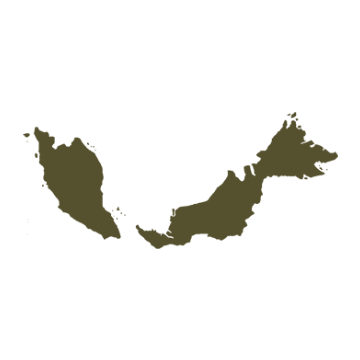 Green silhouette map of Malaysia