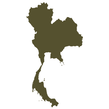 Green silhouette map of Thailand